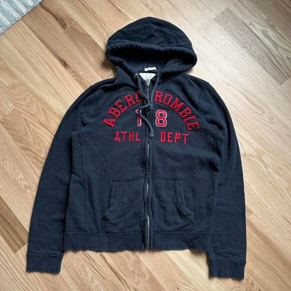 Vintage 00s Y2K Abercrombie & Fitch ZipUp Hoodie Sweatshirt - Picture 2 of 8